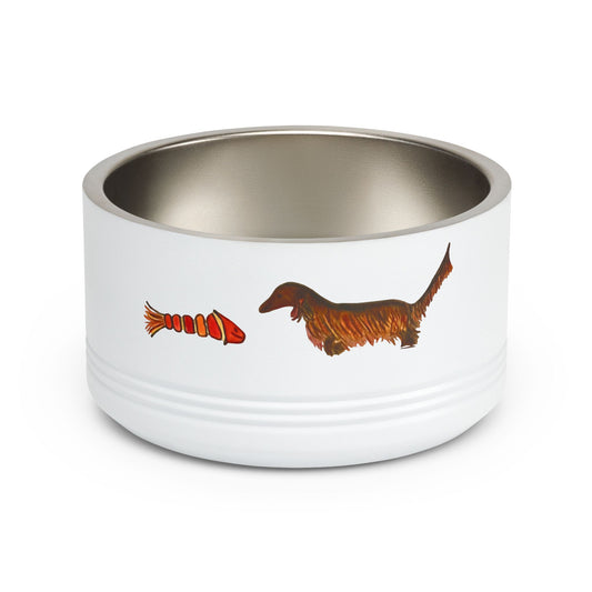 Dachshund & Fish Stainless Steel Pet Bowl