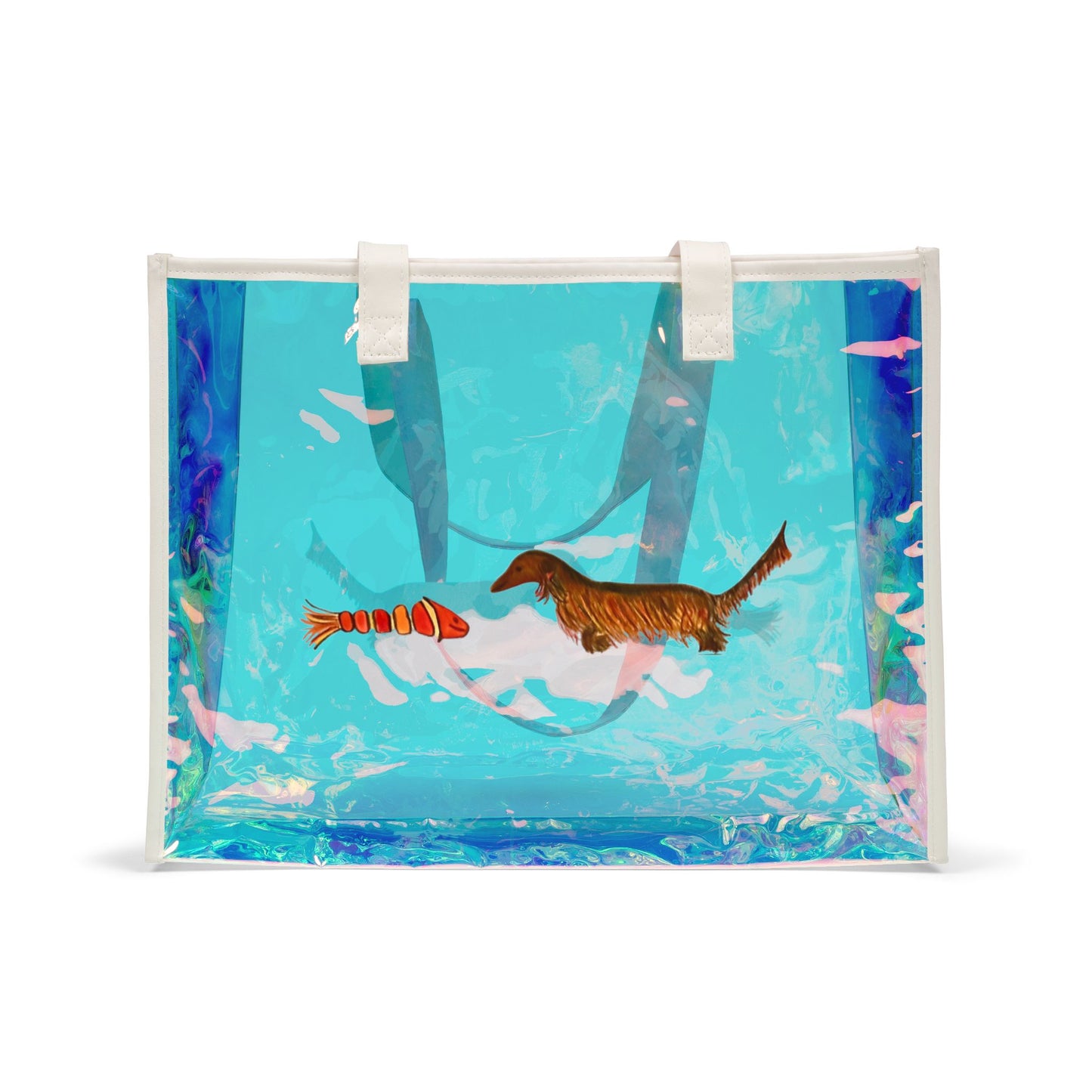 Dachsund and Fish Holographic Tote
