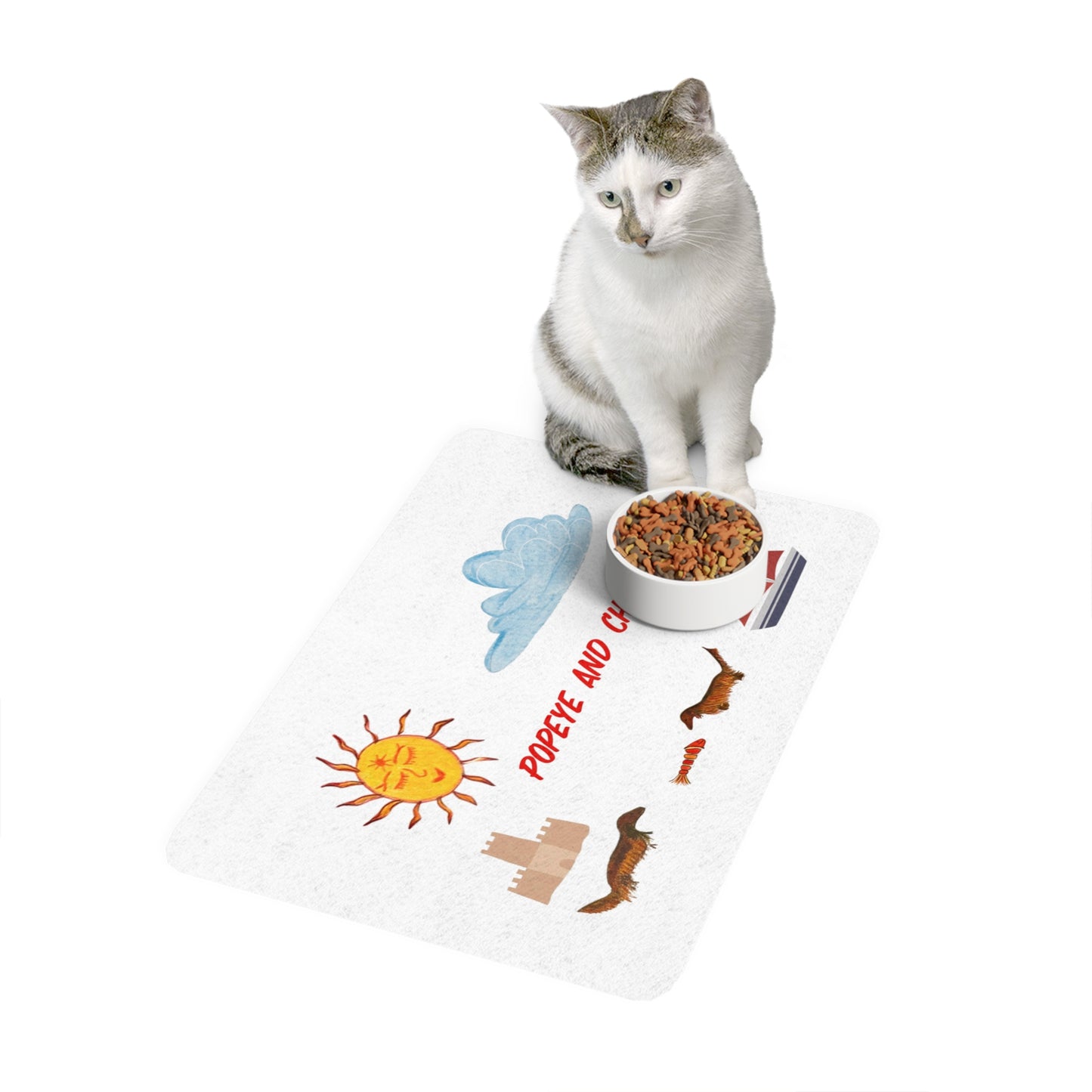 Pet Food Mat — Nautical Dachshund Design "Popeye and Chief"