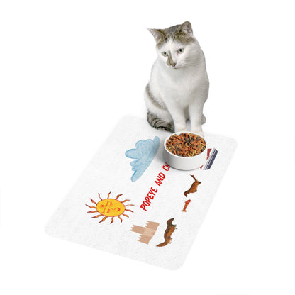 Pet Food Mat — Nautical Dachshund Design "Popeye and Chief"