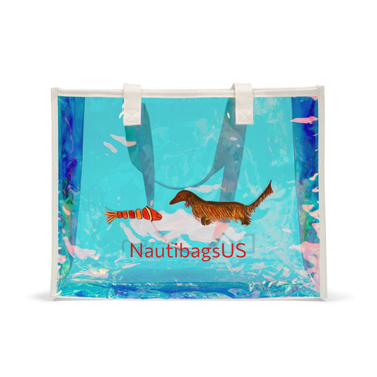 Dachsund and Fish Holographic Tote