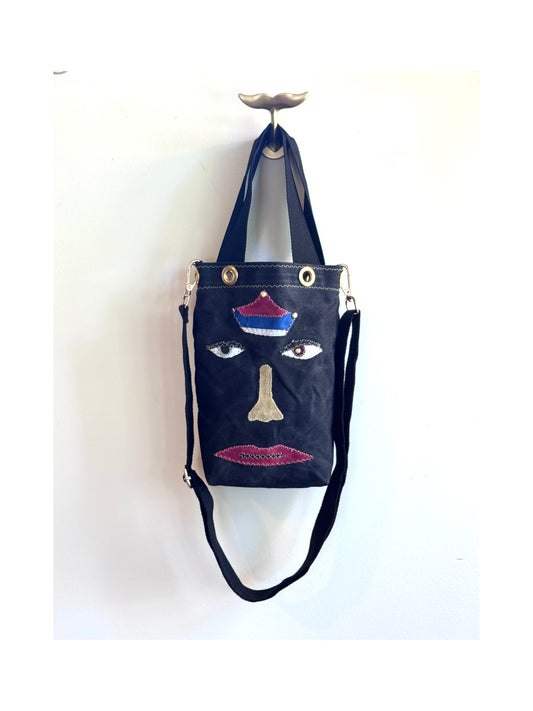 SKIPPER-ELLI Face Bag on Black Waxed Cotton