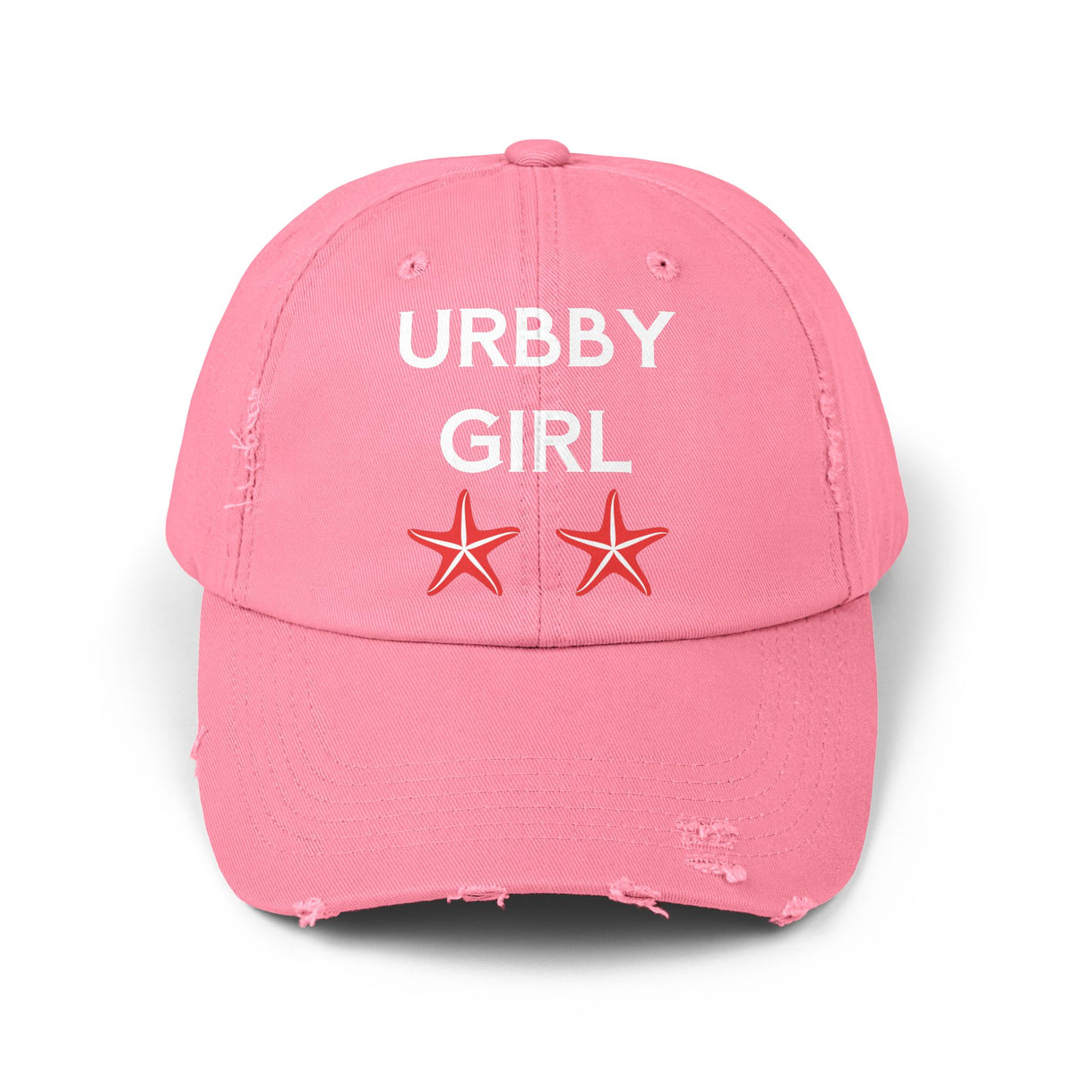 URBBY GIRL Pink Distressed Cap with Starfish Detail