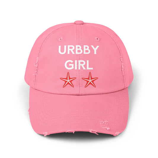 URBBY GIRL Pink Distressed Cap with Starfish Detail