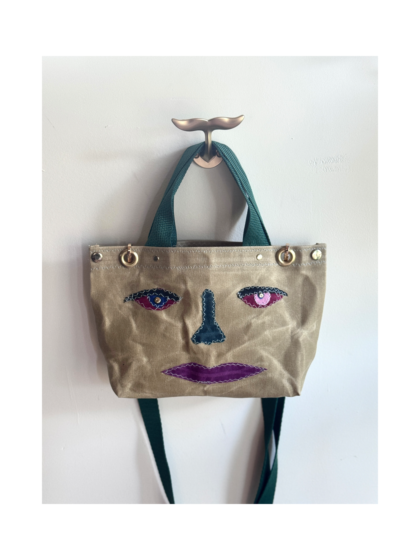 Surrealist Face Bag on Waxed Cotton