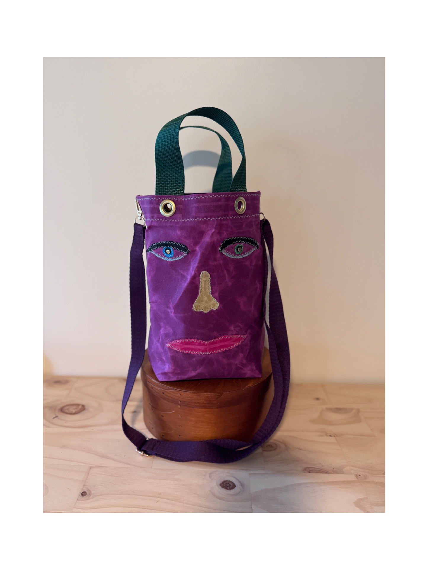 Surrealist Face Bag on Waxed Cotton