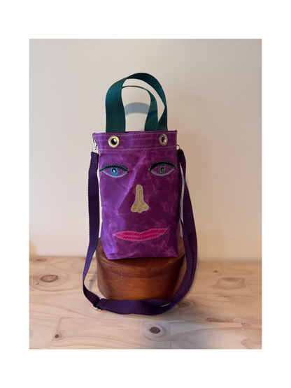 Surrealist Face Bag on Waxed Cotton