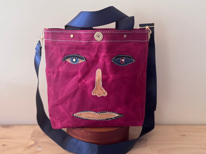 Surrealist Face Bag on Waxed Cotton