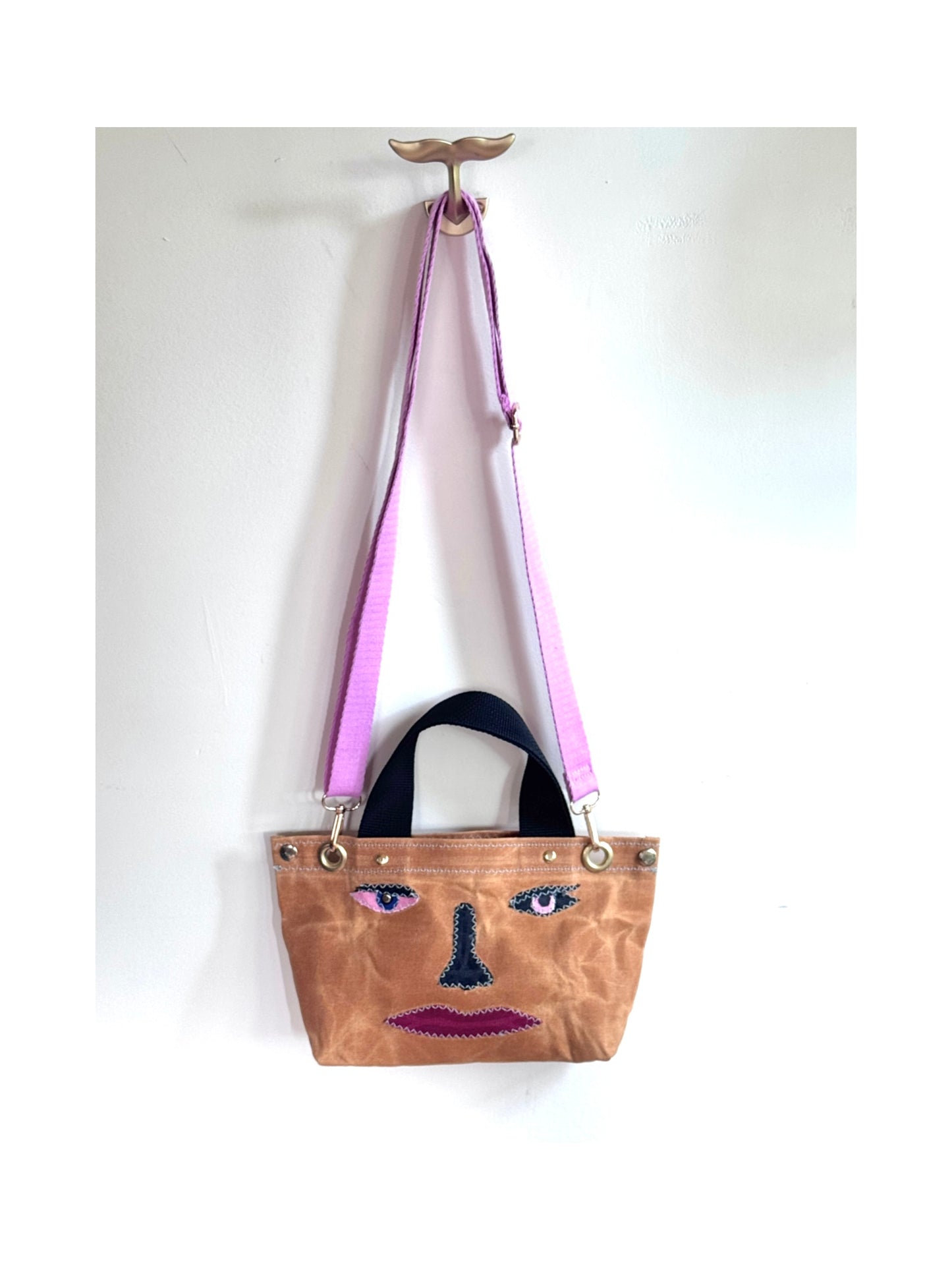 Surrealist Face Bag on Waxed Cotton