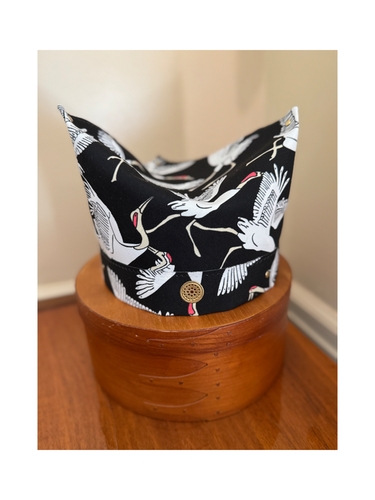 The Skipper Scarf in Dancing Cranes (Black) (XL)