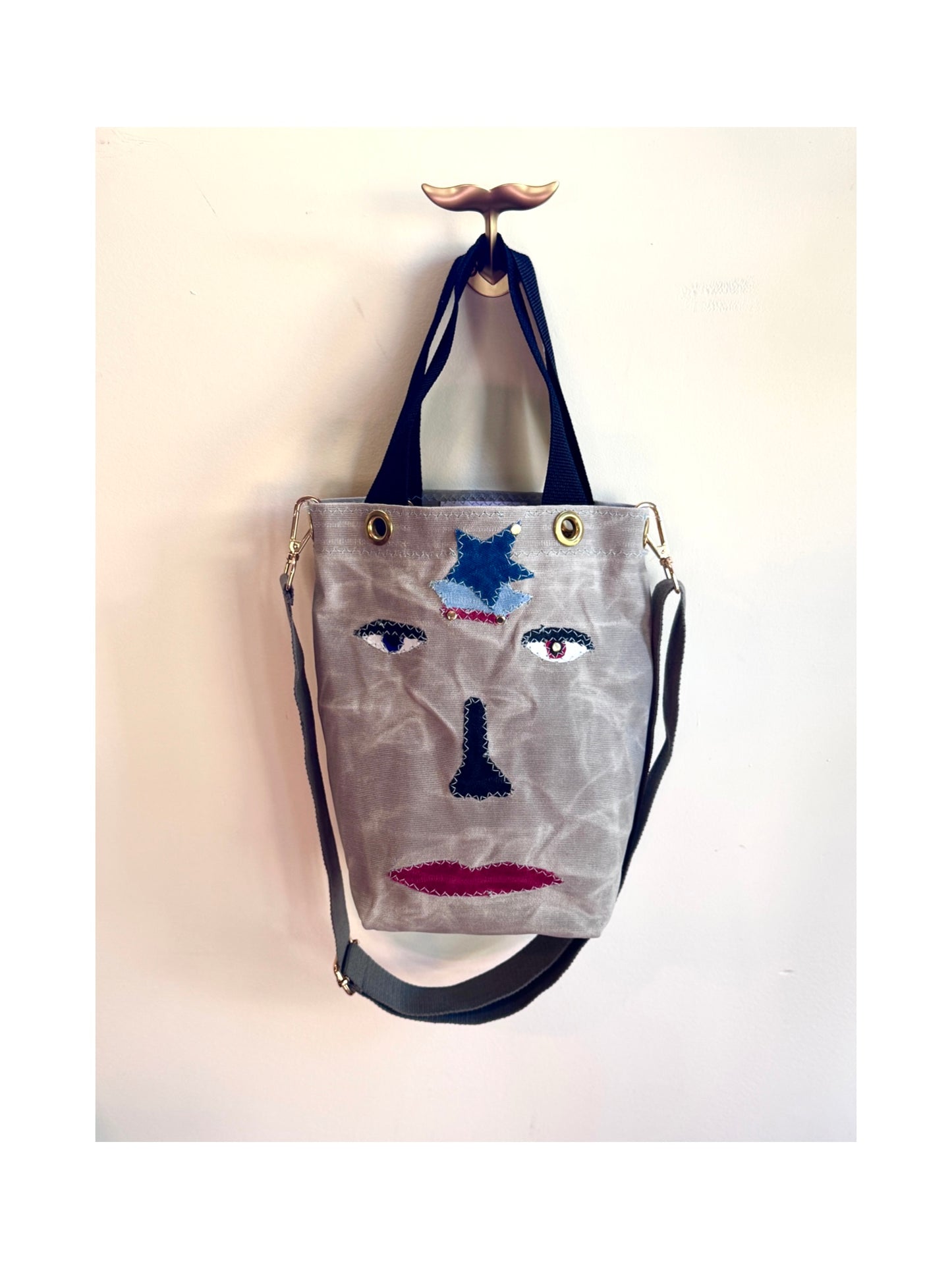 SKIPPER-ELLI Face Bag on Silver Waxed Cotton