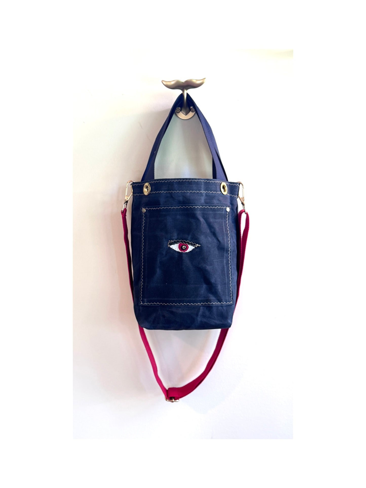 SKIPPER-ELLI Face Bag on Navy Waxed Cotton