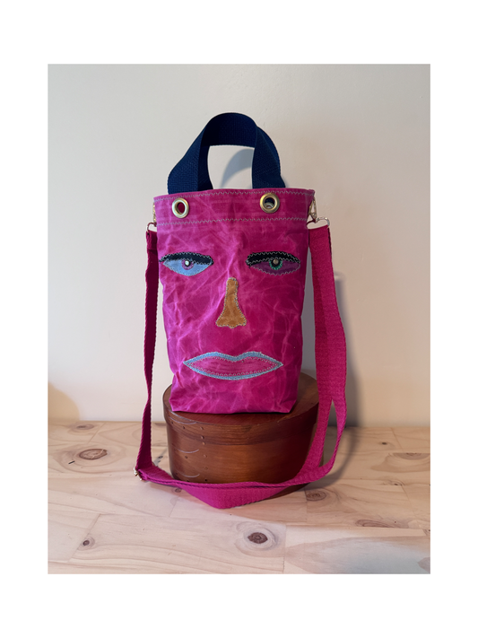 Surrealist Face Bag on Waxed Cotton