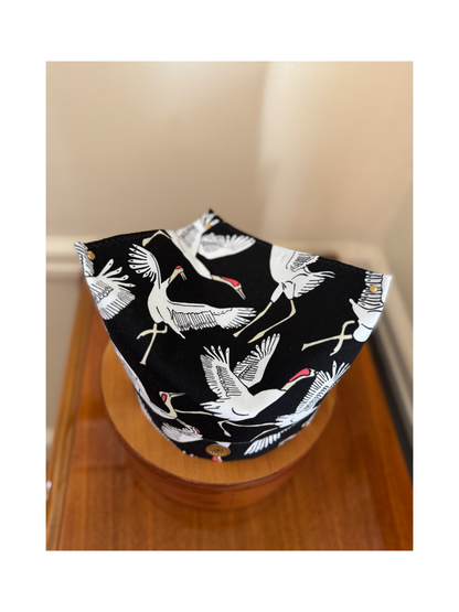 The Skipper Scarf in Dancing Cranes (Black) (XL)