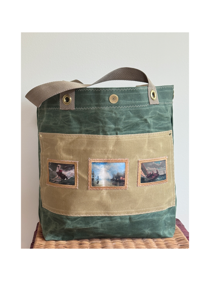 Tiny Portraits- Gallery Tote in Green  (Only 1)
