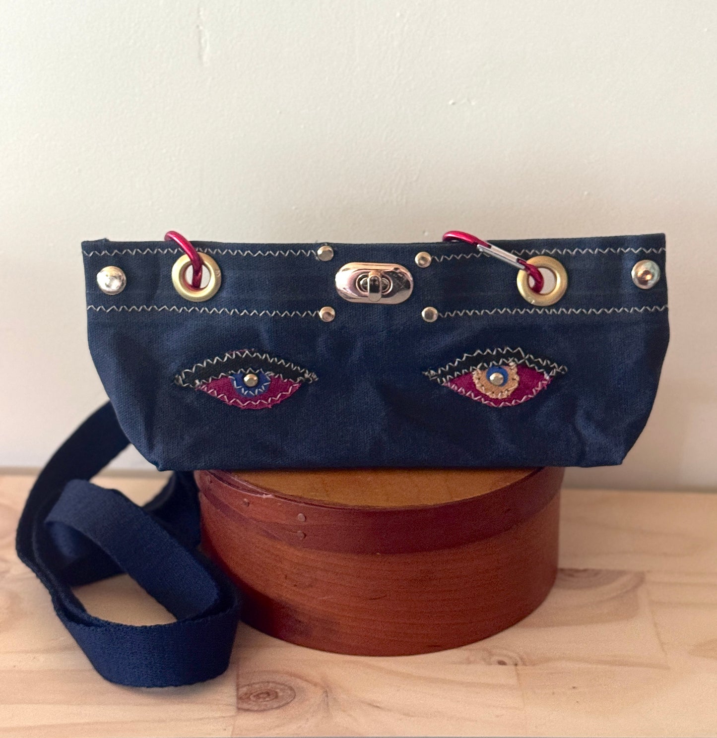 Surrealist Trinket Eyes Bag on Waxed Cotton