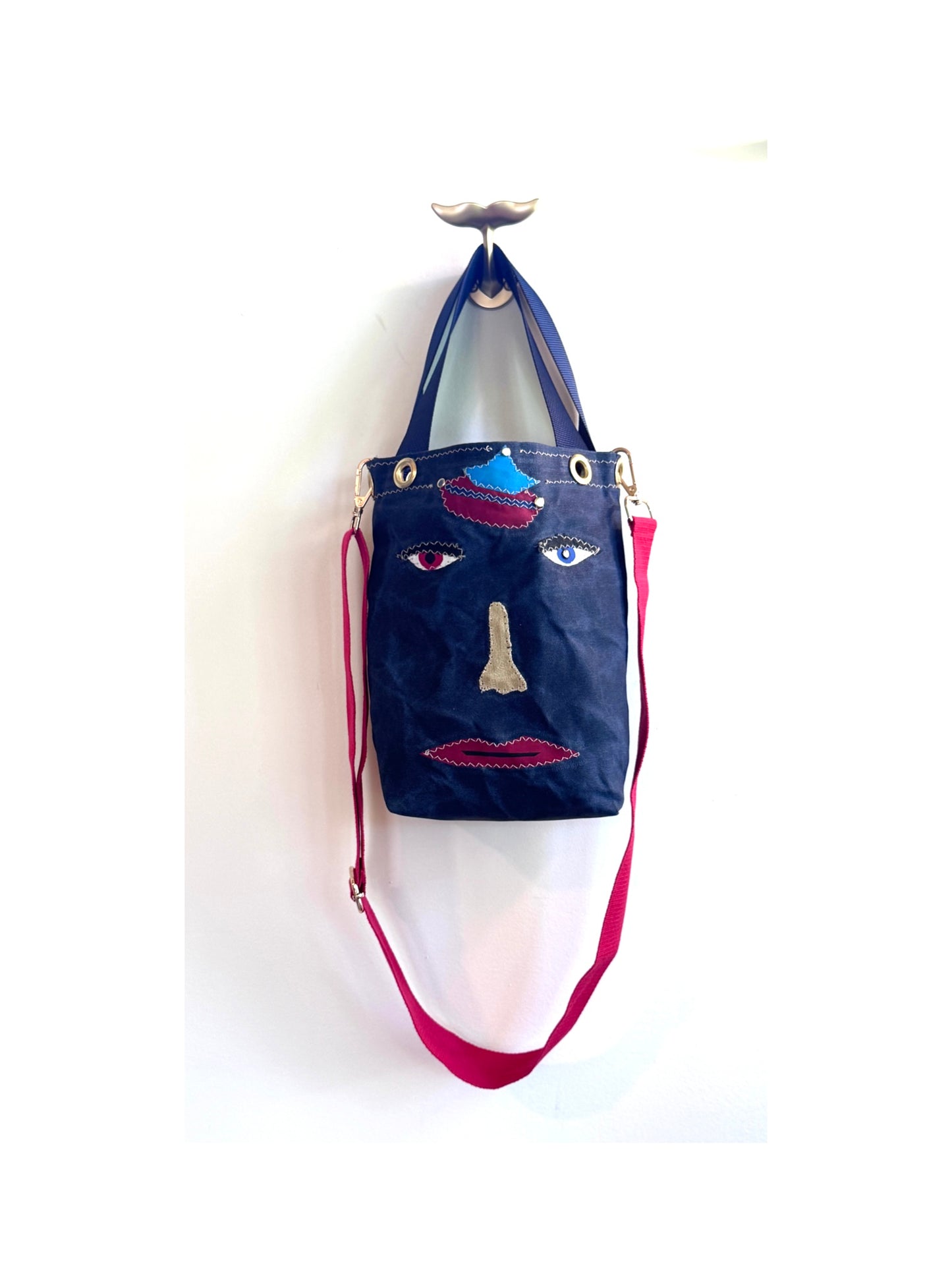 SKIPPER-ELLI Face Bag on Navy Waxed Cotton