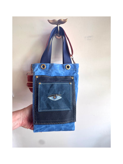SKIPPER-ELLI Face Bag on Ocean Blue Eaxed Cotton