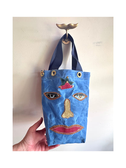 SKIPPER-ELLI Face Bag on Ocean Blue Eaxed Cotton