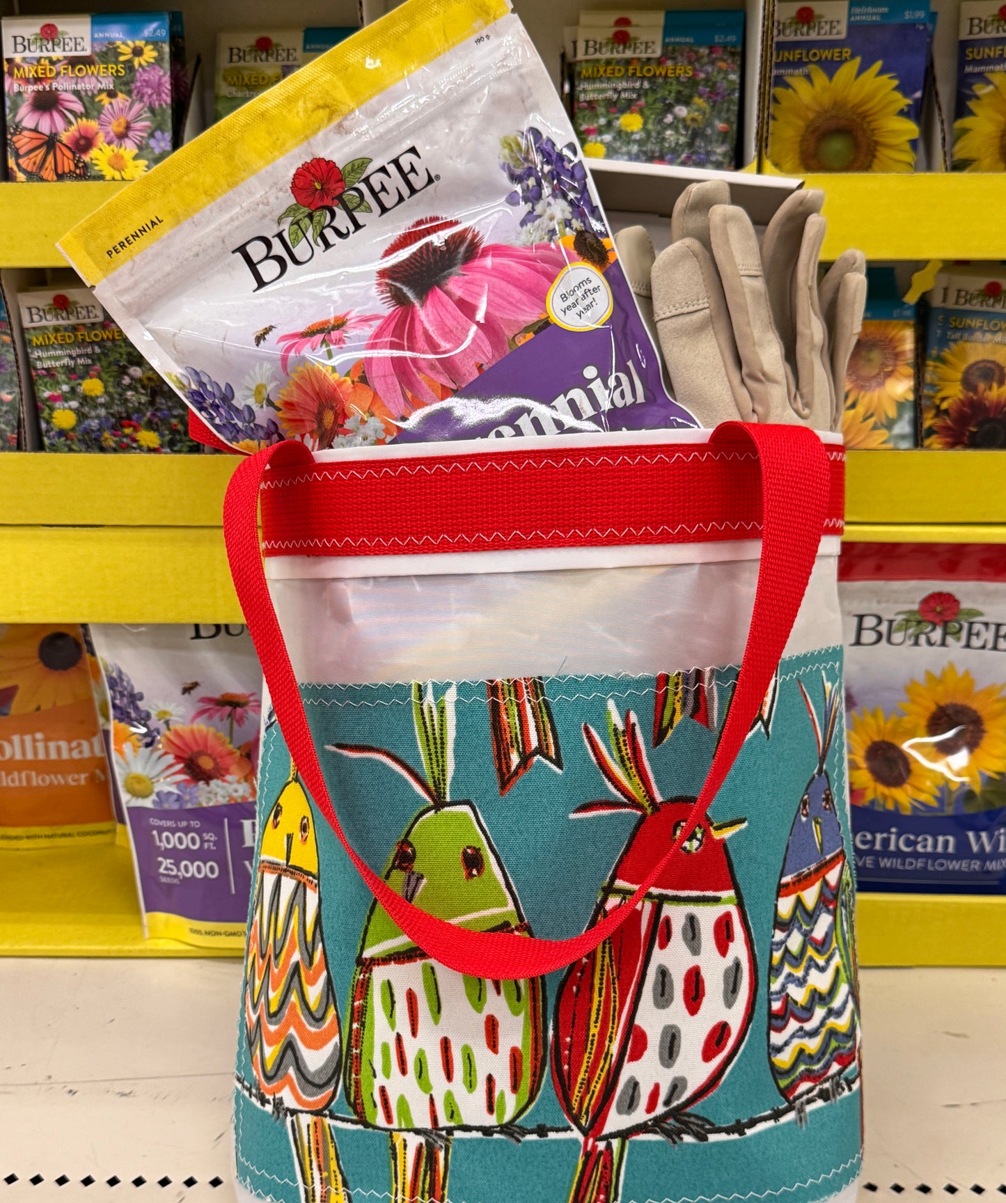 Bird Friends Sailcloth Bucket Bag