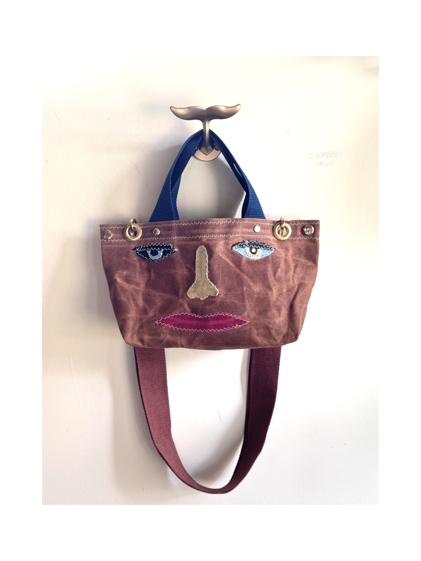 Surrealist Face Bag on Waxed Cotton