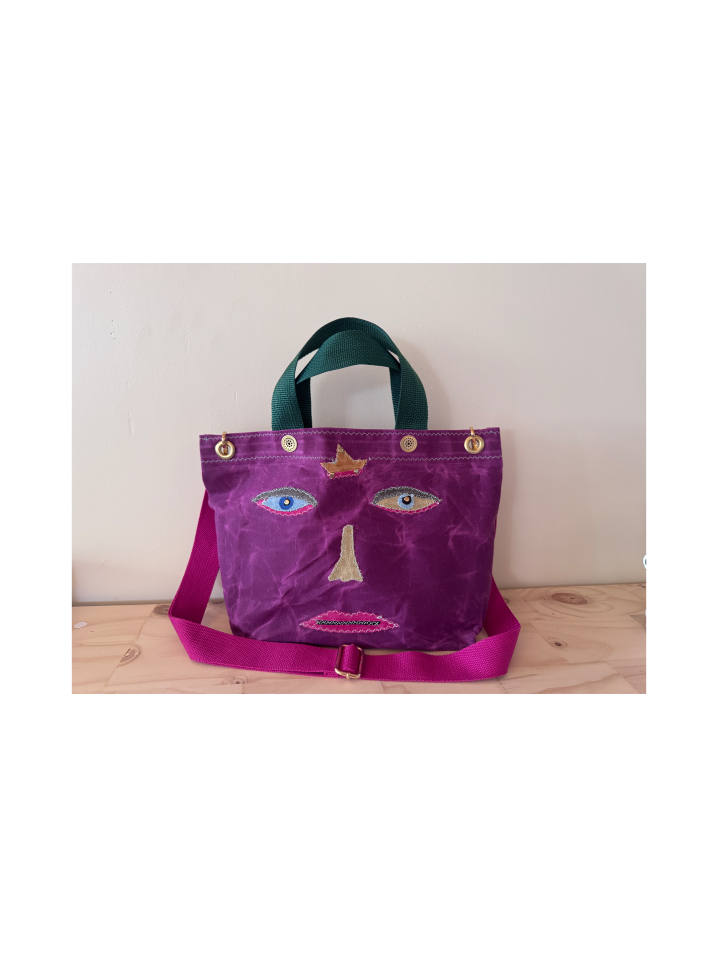 SKIPPER-ELLI Surrealist Face Bag on Waxed Cotton
