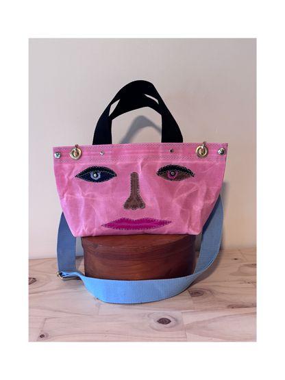 Surrealist Face Bag on Waxed Cotton