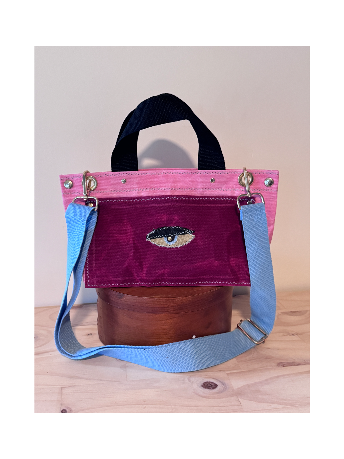 Surrealist Face Bag on Waxed Cotton
