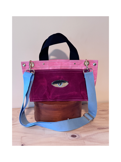 Surrealist Face Bag on Waxed Cotton
