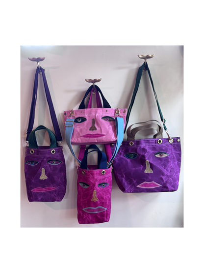 Surrealist Face Bag on Waxed Cotton