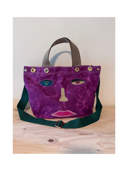 Surrealist Face Bag on Waxed Cotton