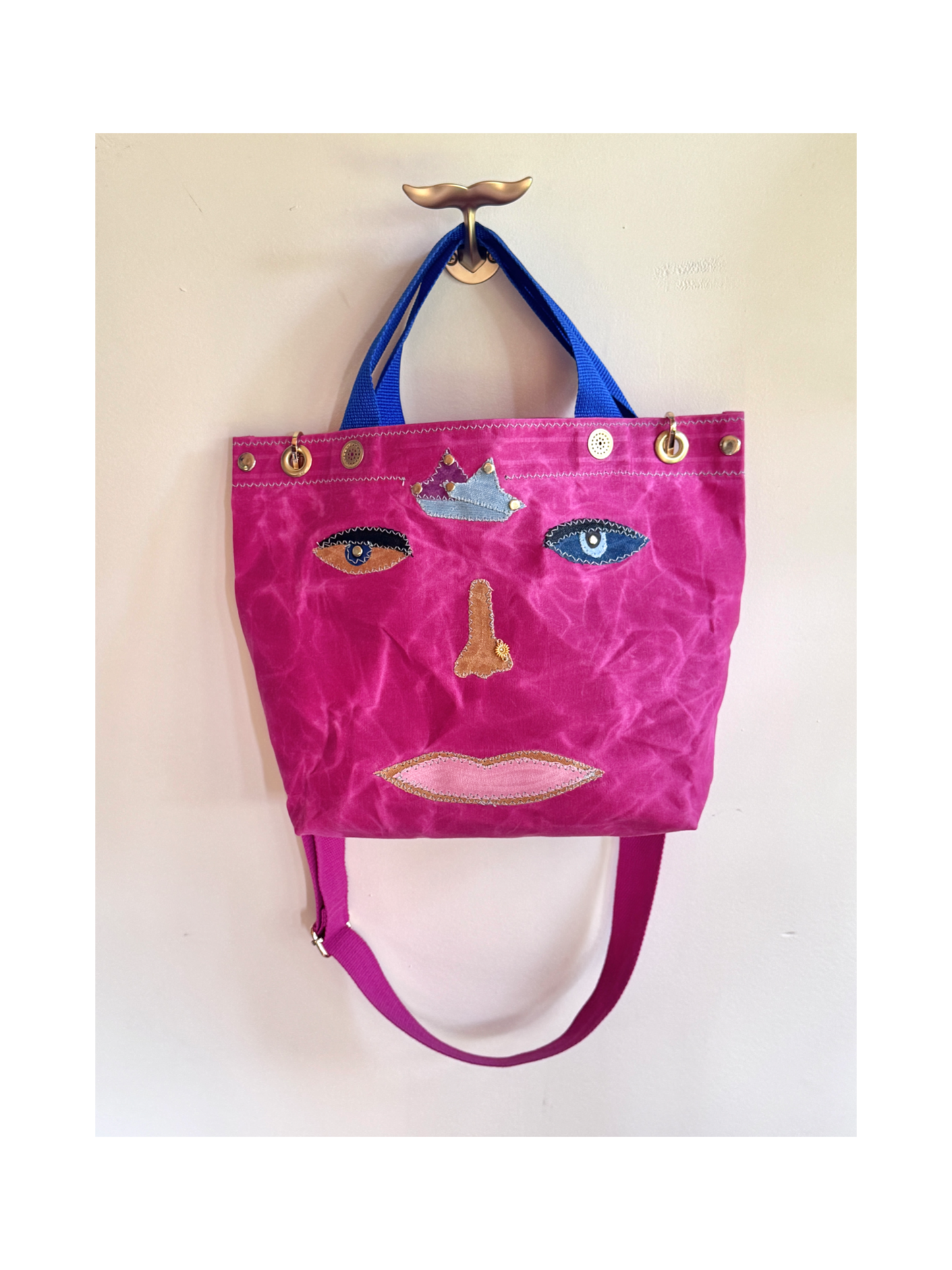 SKIPPER-ELLI Surrealist Face Bag on Waxed Cotton