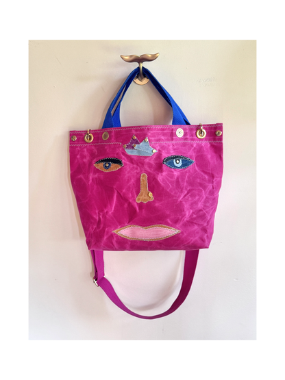 SKIPPER-ELLI Surrealist Face Bag on Waxed Cotton