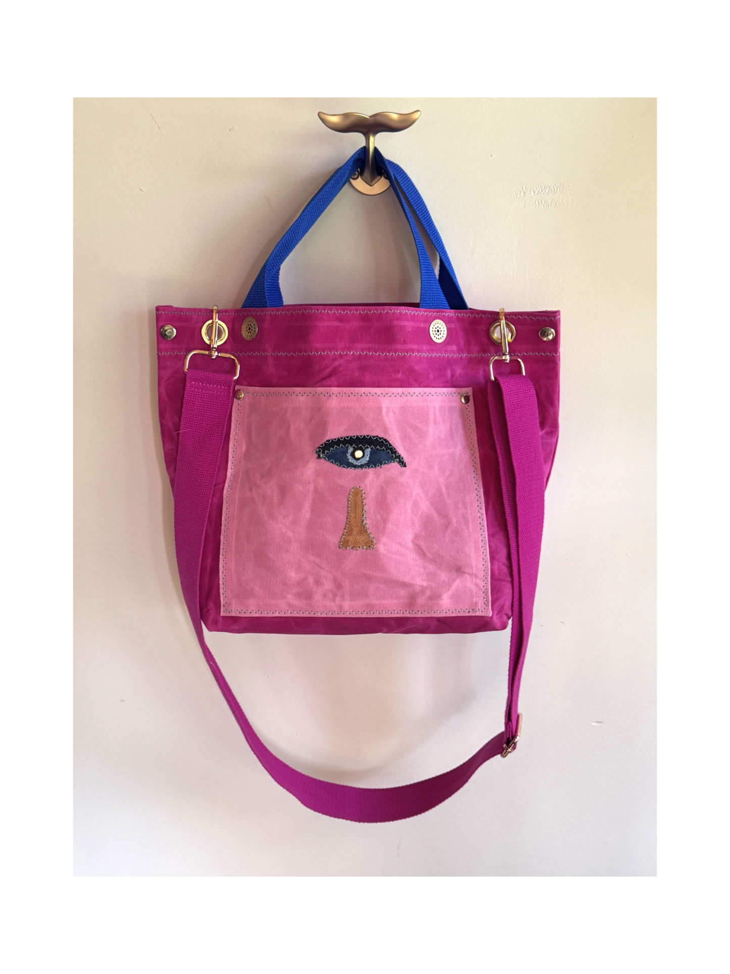 SKIPPER-ELLI Surrealist Face Bag on Waxed Cotton
